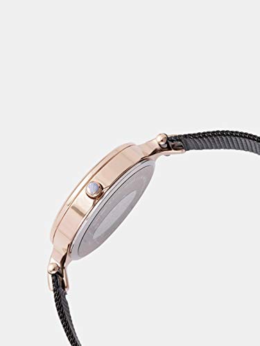 Rose Gold On Black Mesh Strap