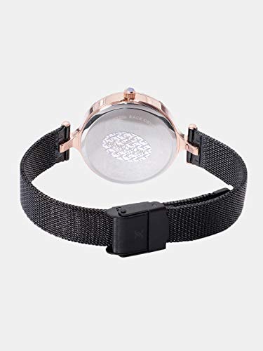 Rose Gold On Black Mesh Strap