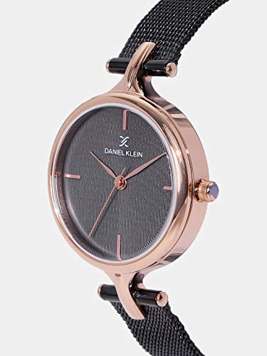 Rose Gold On Black Mesh Strap